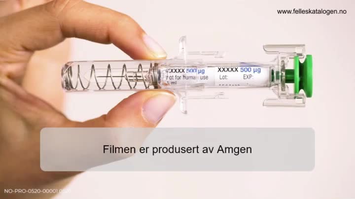 Instruksjonsfilm for bruk av ferdigfylt sprøyte